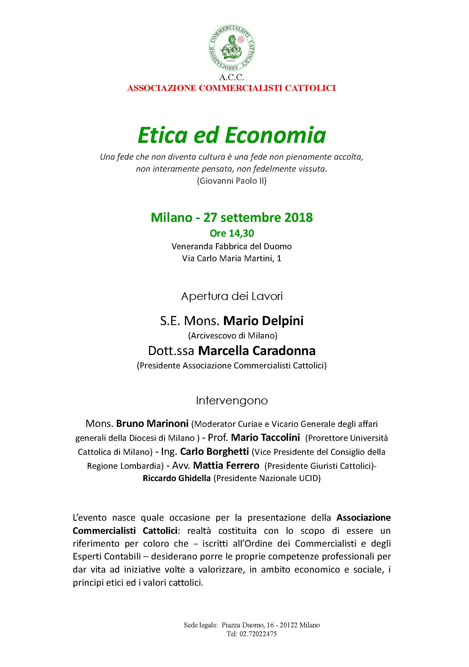 locandina evento Etica ed economia